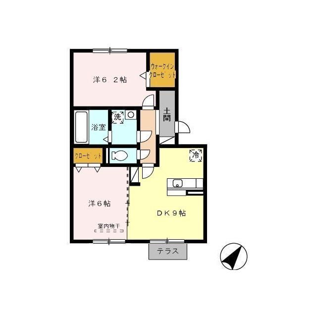 コンフォール(2DK/1階)の間取り写真