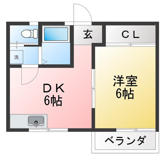 コーポエム(1DK/2階)の間取り写真