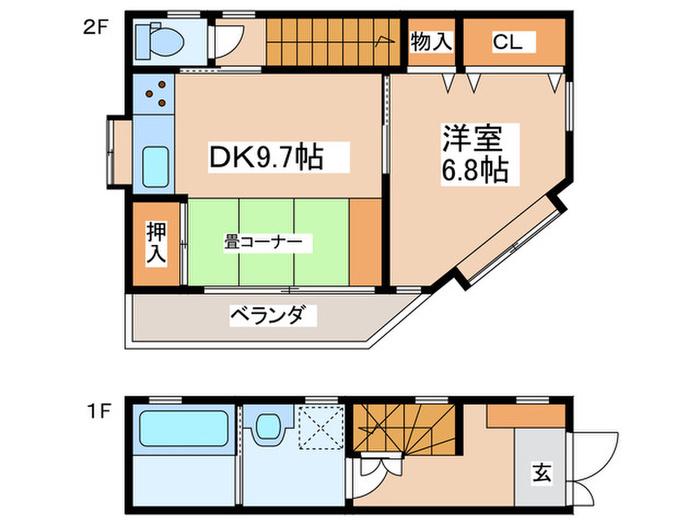松浪2丁目アパート(1DK/1階)の間取り写真