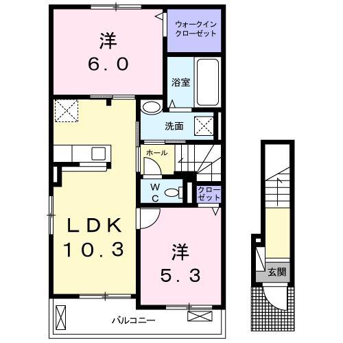 イリーデII(2LDK/2階)の間取り写真
