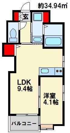LUMINOUS AI清水(1LDK/4階)の間取り写真