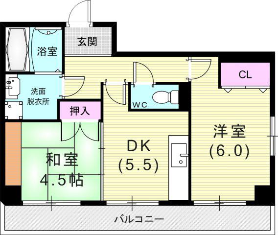 ハーバー壱番館(2DK/2階)の間取り写真