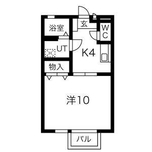 エミネンスB棟(1K/2階)の間取り写真