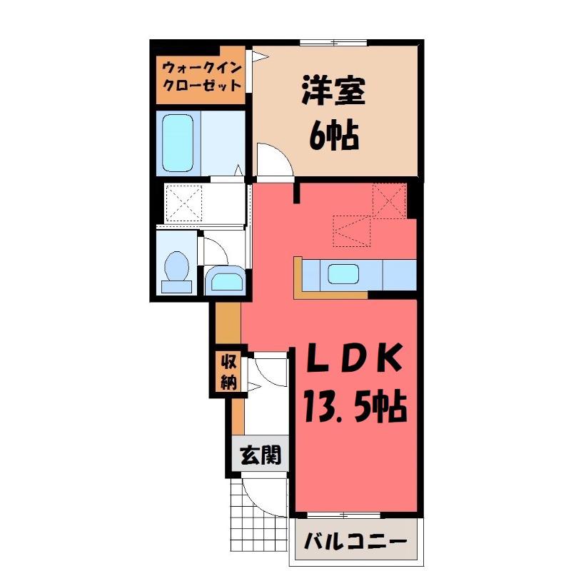 プラシードII(1LDK/1階)の間取り写真