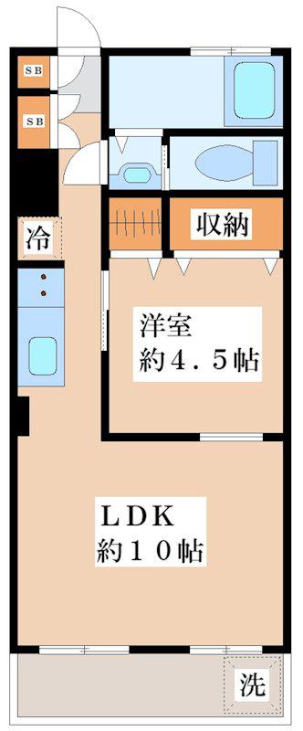 梅丘コーポ(1LDK/3階)の間取り写真