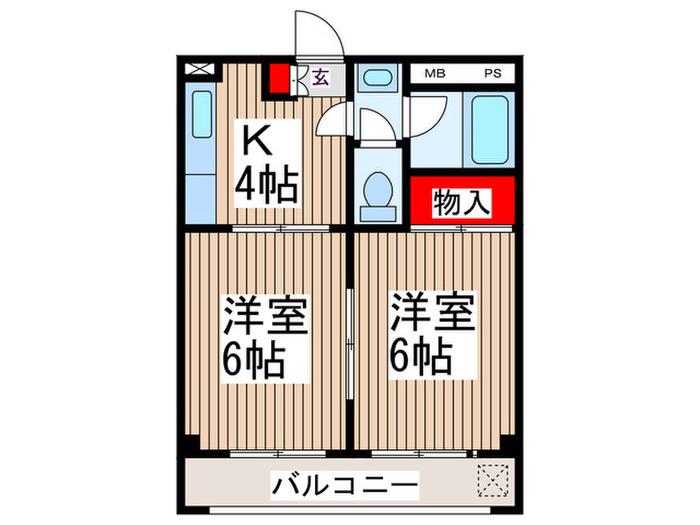 ボヌール明花(2K/3階)の間取り写真