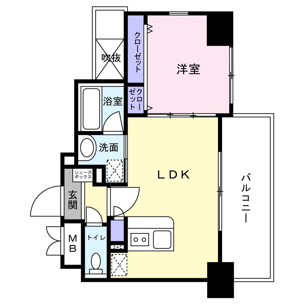 COCO川西町(1LDK/8階)の間取り写真
