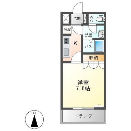 ライラック(1K/2階)の間取り写真