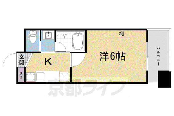 MERCADO京都(1K/3階)の間取り写真