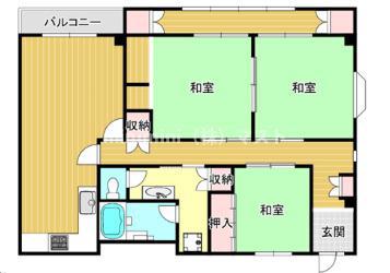 タウンハイツ西天下茶屋(3LDK/3階)の間取り写真