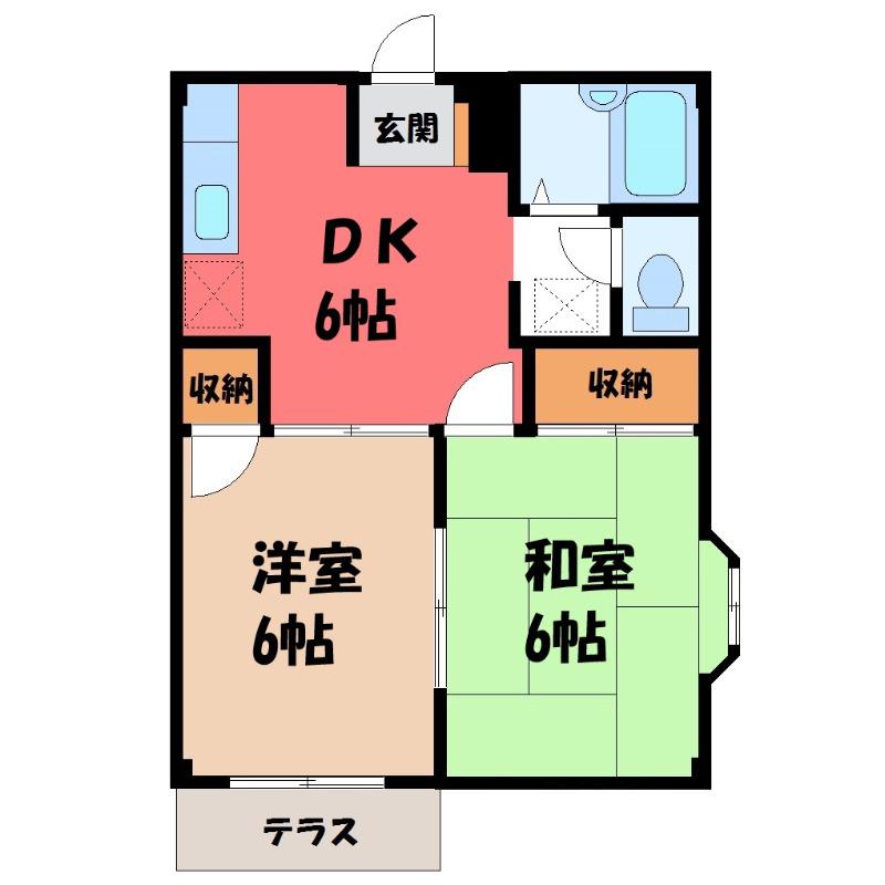 エルディム山口(2DK/1階)の間取り写真