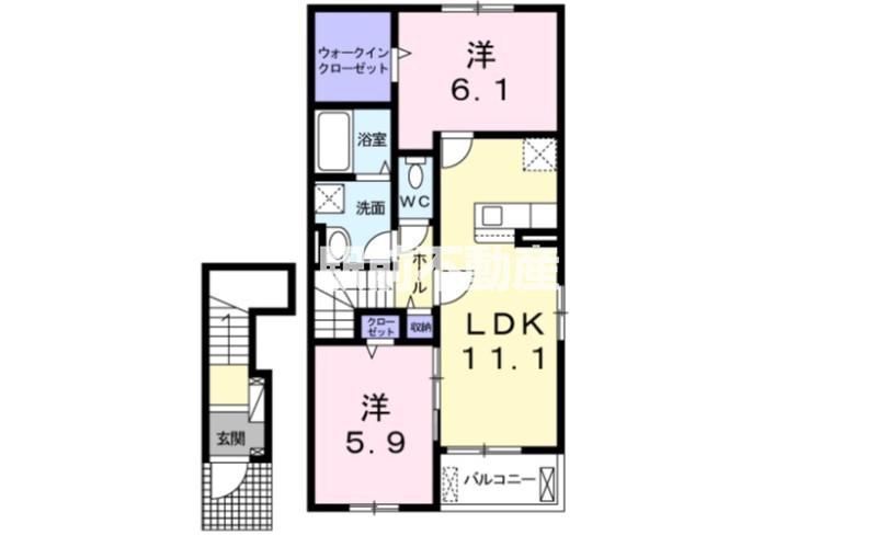 パラシオIIIB(2LDK/2階)の間取り写真
