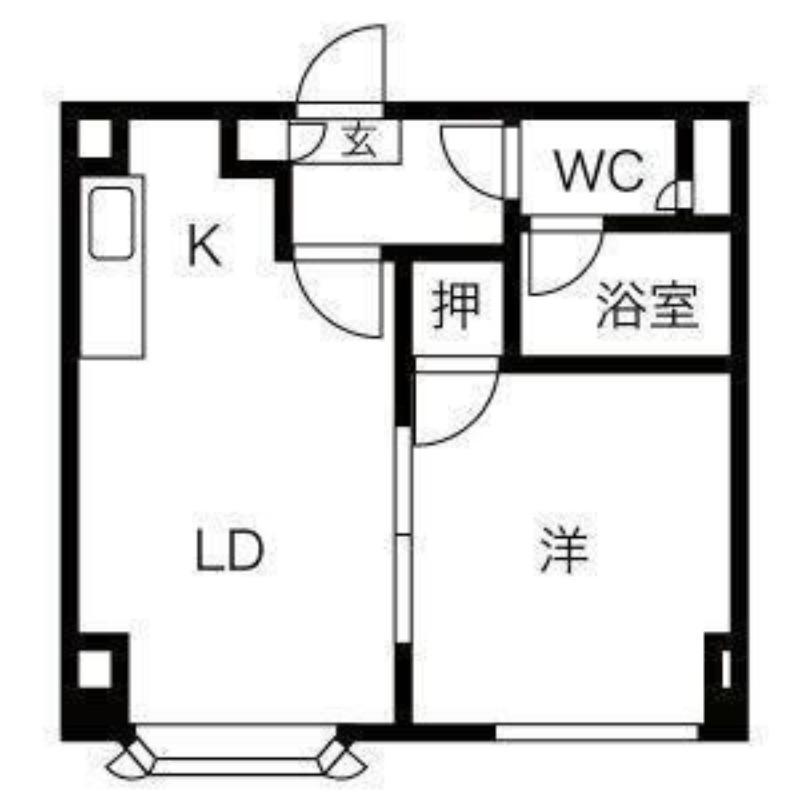 モア澄川(1DK/2階)の間取り写真
