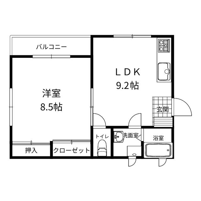 マジェスティックマンション吹上(1LDK/1階)の間取り写真
