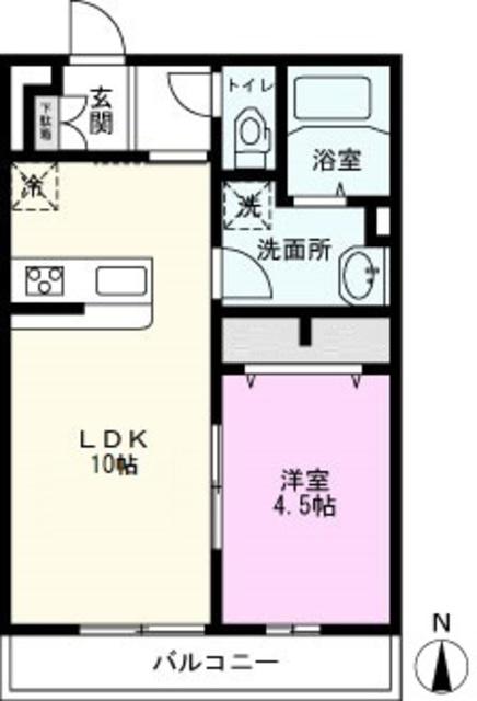 リブリ・ブランノワール(1LDK/1階)の間取り写真