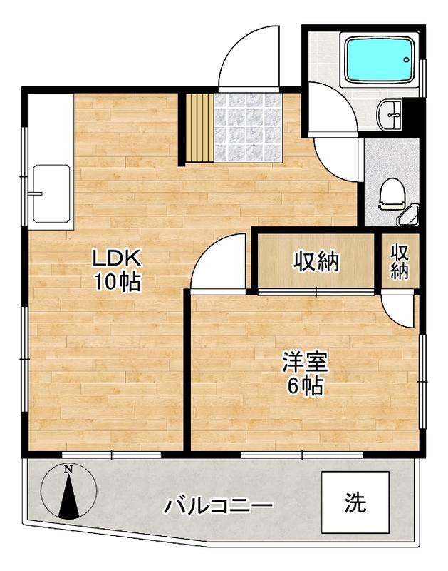 青木ハイツ(1LDK/2階)の間取り写真