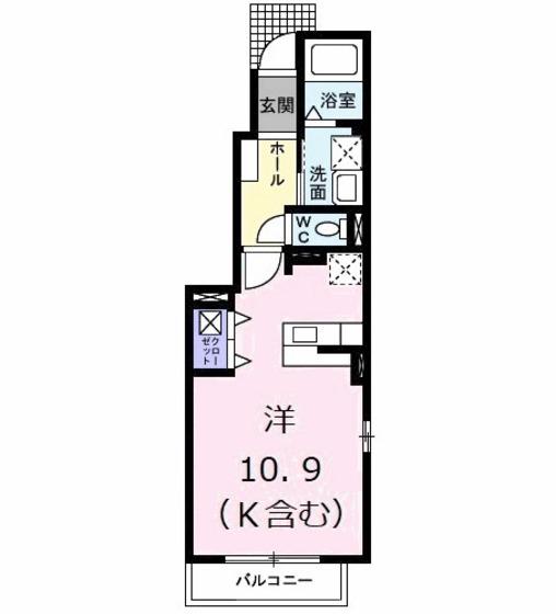 ラナコッタ(ワンルーム/1階)の間取り写真