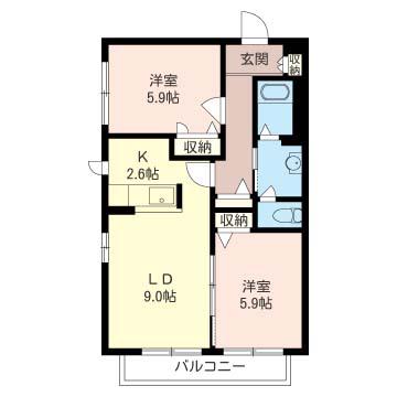 メゾン・ド・プランタン(2LDK/2階)の間取り写真