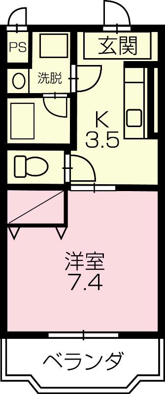 アルファ(1K/1階)の間取り写真