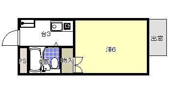 コーポのつ(1K/2階)の間取り写真