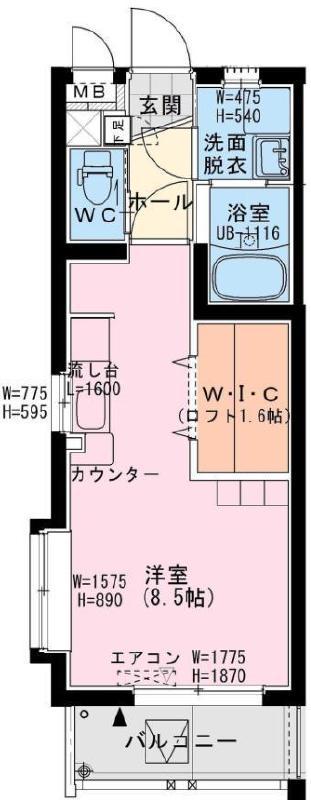 プレベントS(ワンルーム/3階)の間取り写真