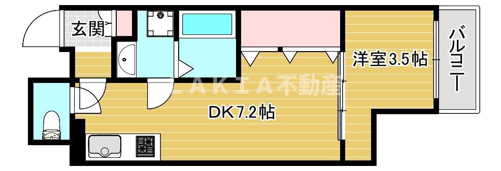 ワールドアイ京町堀(1DK/7階)の間取り写真