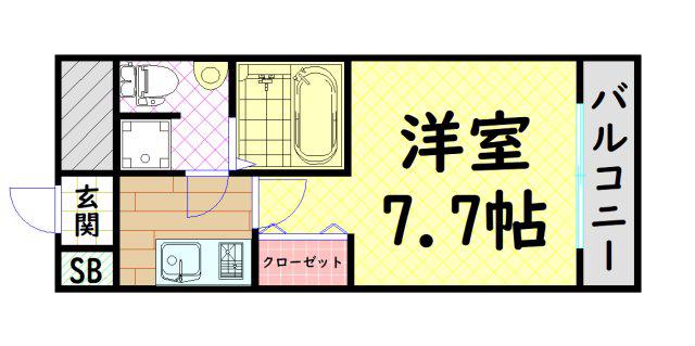 ラシーヌ日本橋(1K/2階)の間取り写真