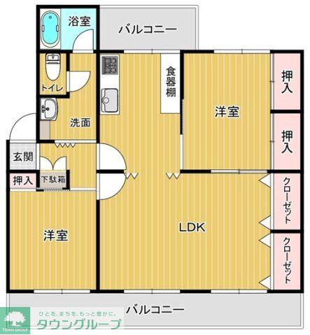 室見第一4号棟(2LDK/4階)の間取り写真