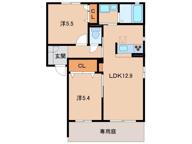 ワイズコート(2LDK/1階)の間取り写真