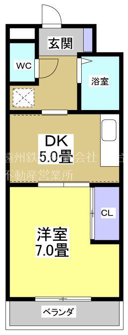 グランテット(1DK/2階)の間取り写真