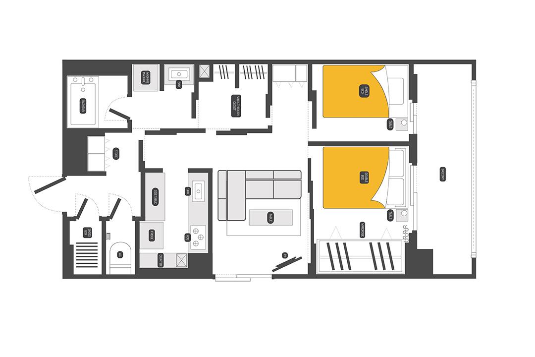 DASH LIVING KIBA-2BR(2LDK/8階)の間取り写真