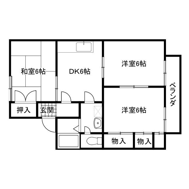 DENわたらせ(3DK/2階)の間取り写真