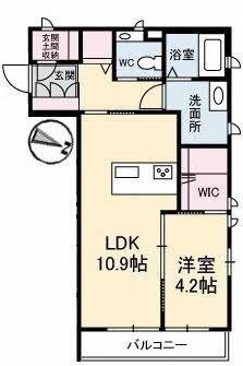 GRANTAGE下関IV(1LDK/3階)の間取り写真