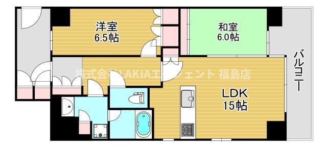 藤和シティホームズ中之島(2LDK/12階)の間取り写真