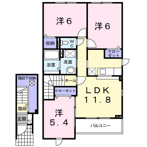 東陽館2号館(3LDK/2階)の間取り写真