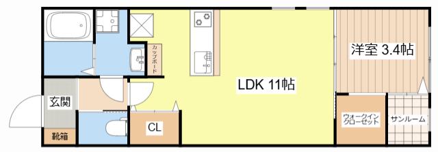 イオ・リアン安曇川(1LDK/2階)の間取り写真