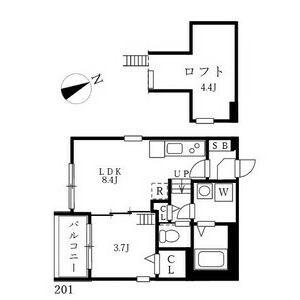 スヴニール伝馬(1SLDK/2階)の間取り写真