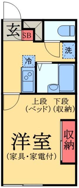 LPガルデニア若葉(1K/2階)の間取り写真