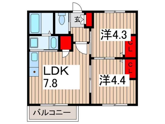 コネクトパーク3番館(2LDK/1階)の間取り写真