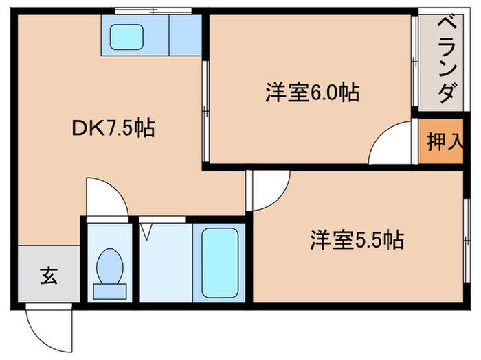 ハイツA1(2DK/5階)の間取り写真