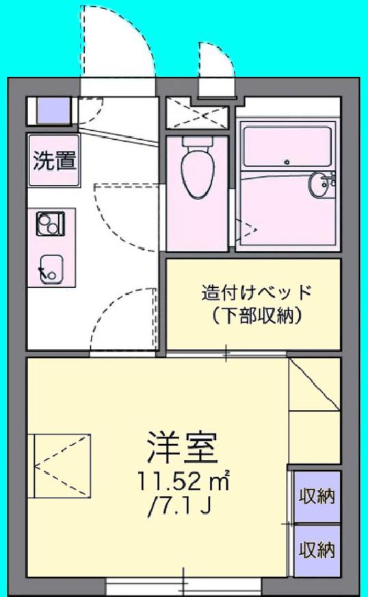 アムール(1K/1階)の間取り写真