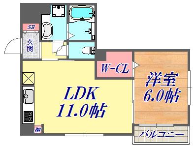 グランクレール兵庫町(1LDK/3階)の間取り写真