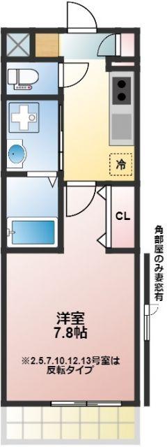 ヴァンヴェール オマージュ(1K/1階)の間取り写真