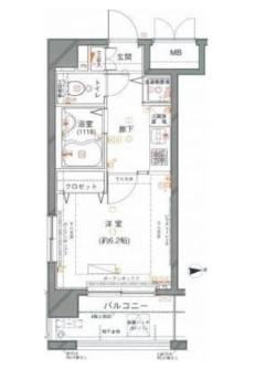 ラグジュアリーアパートメント三田慶大前(1K/8階)の間取り写真