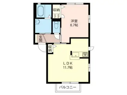 レルシールA棟(1LDK/2階)の間取り写真