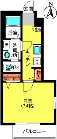 グランディールB(1K/1階)の間取り写真