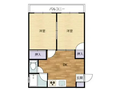 リバーサイド堀川(2DK/1階)の間取り写真