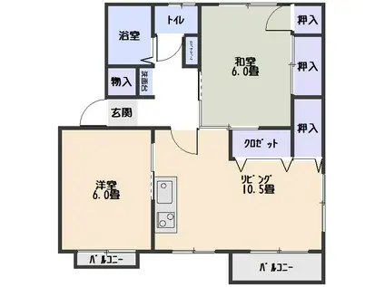 コーポフジタA(2LDK/2階)の間取り写真