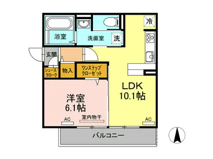 リーリエ中吉野(1LDK/3階)の間取り写真