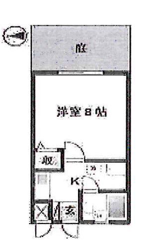 西小路ハイツ(1K/2階)の間取り写真